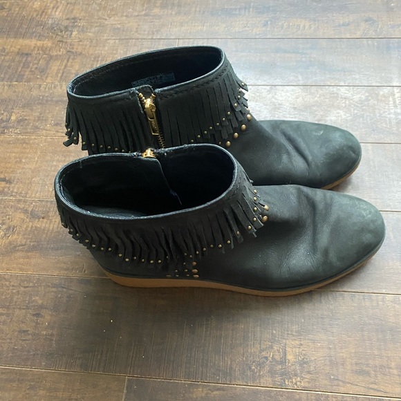 UGG Ariane Black Studded Nubuck Fringe wedge boots - Picture 6 of 15